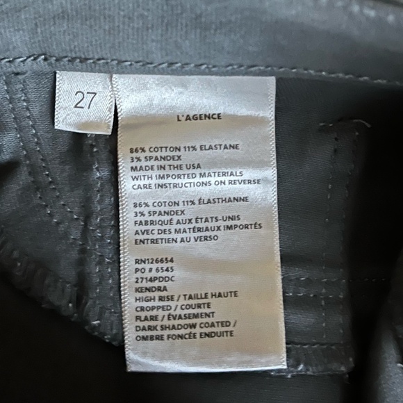 NWT L'AGENCE | Kendra Coated Cropped Flare Jean in DARK SHADOW COATED | 27 & 29 - Picture 10 of 16